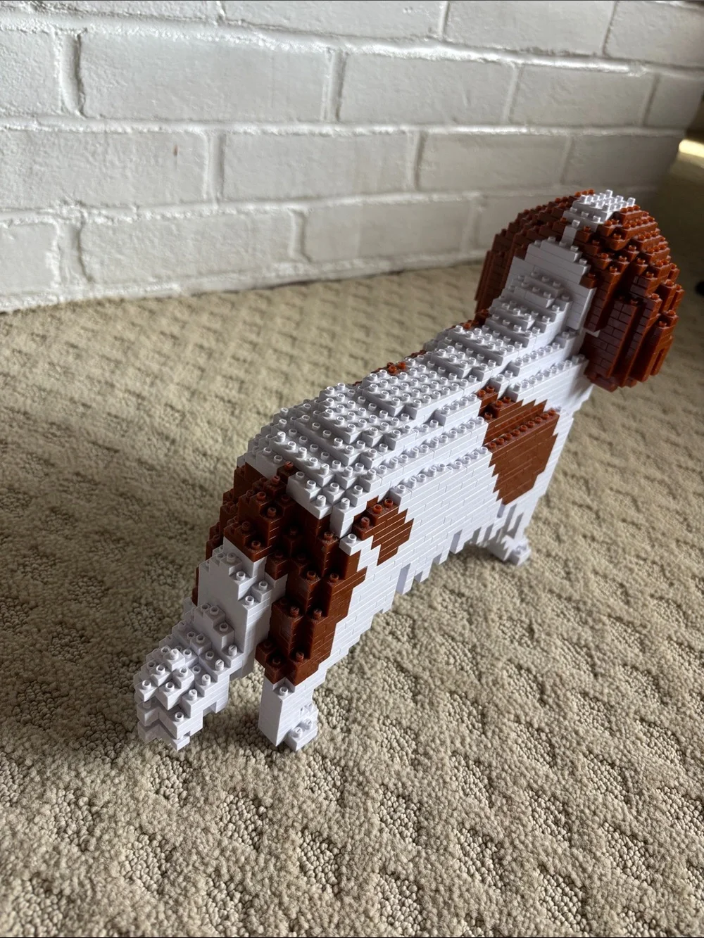 LEGO King Charles Spaniel White and Brown Dog Figurine Building Blocks Blenheim